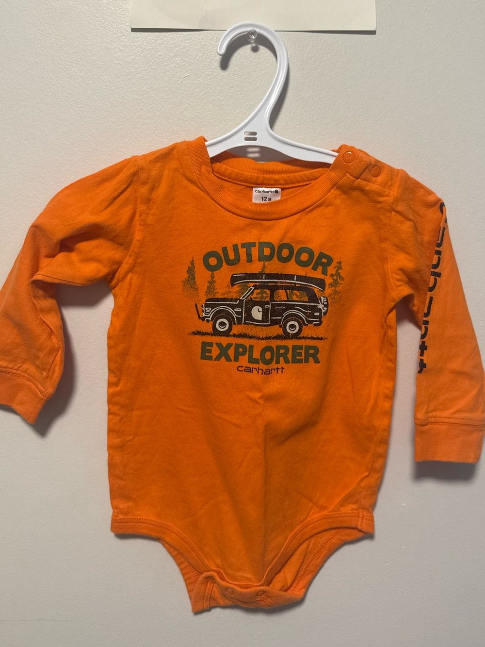 Carhartt Orange 'Outdoor Explorer' Long-Sleeve Baby Bodysuit
